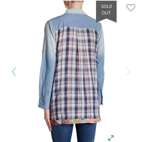 Aratta Celine Paisley Plaid Shirt Size Small - Picture 2 of 9